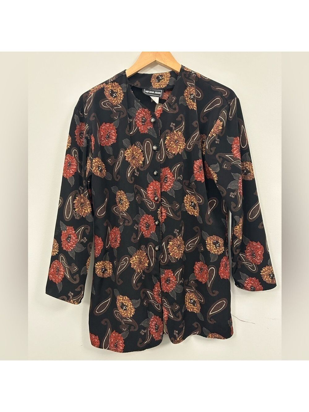 California Krush Vintage Floral Button Down Blouse Medium